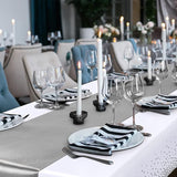 Breling 8 Pack White and Silver Disposable Plastic Tablecloths and