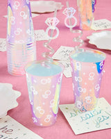 xo Fetti Iridescent Engagement Ring Plastic Cups 16 pcs 16 oz