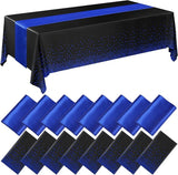 Breling 16 Pack Black and Blue Disposable Plastic Tablecloths and
