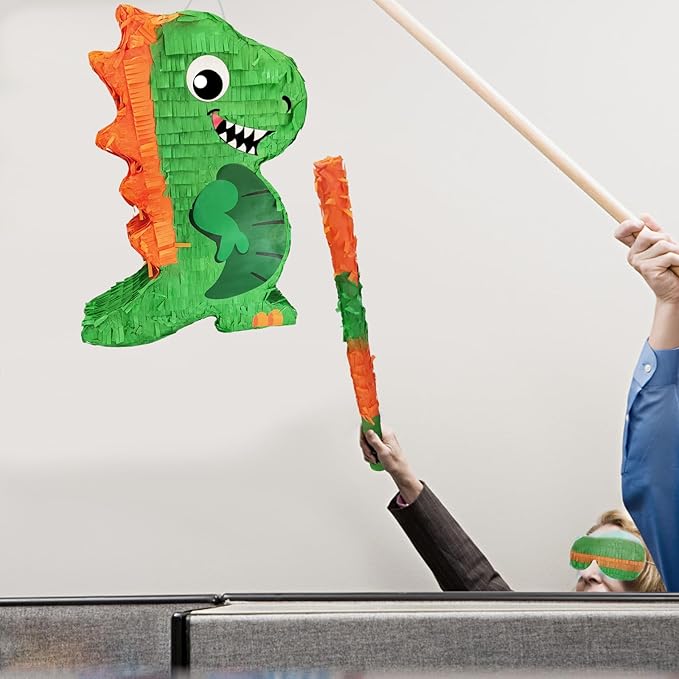 Dinosaur Pinata for Boys Birthday Party with Bat Paper Blindfold and