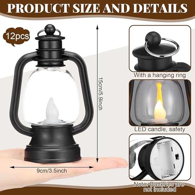 Ferraycle 12 Pcs Mini Lantern Decor 4 Inch Western Lantern Table