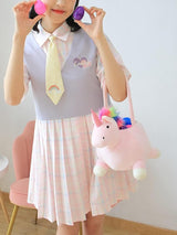 3D Unicorn Plush Basket Easter Egg Hunting Basket Cute Animal Plush