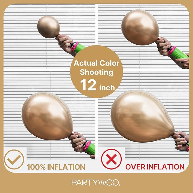 PartyWoo Metallic Gold Balloons 100pcs Different Sizes of 18 12 10 5