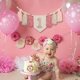 Handmade Boho Pink 1st Birthday High Chair Banner First Highchair