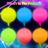 Vertintong 6 Pcs Round Glow-in-the-Dark Neon Balloons Foil Birthday