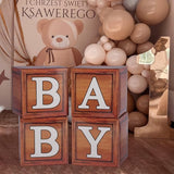 Baby Shower Decorations Boxes with Letters for Gender Reveal Wood 4