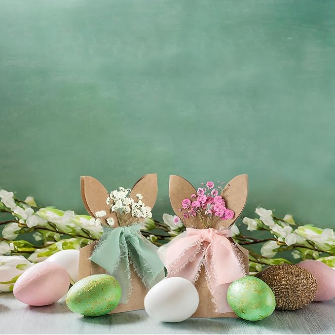 Affrolling 48 Set Boho Bow Easter Bunny Party Favor Bags DIY Bunny