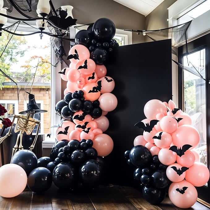 Halloween Balloon Arch Garland Kit Black Pink Macaron Orange Black