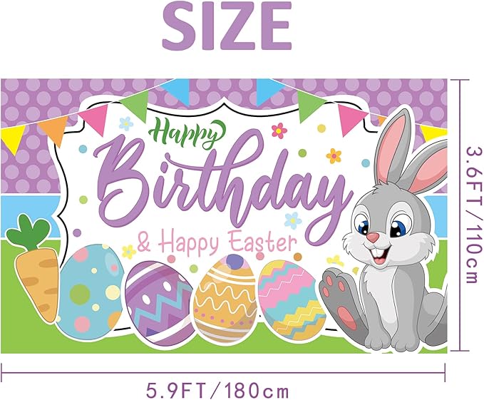 Easter Birthday Decorations Happy Birthday & Happy Easter Banner
