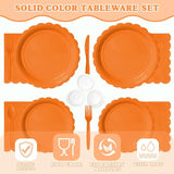 Vyntra 175 Pcs Orange Disposable Paper Plates and Napkins Set for 25,