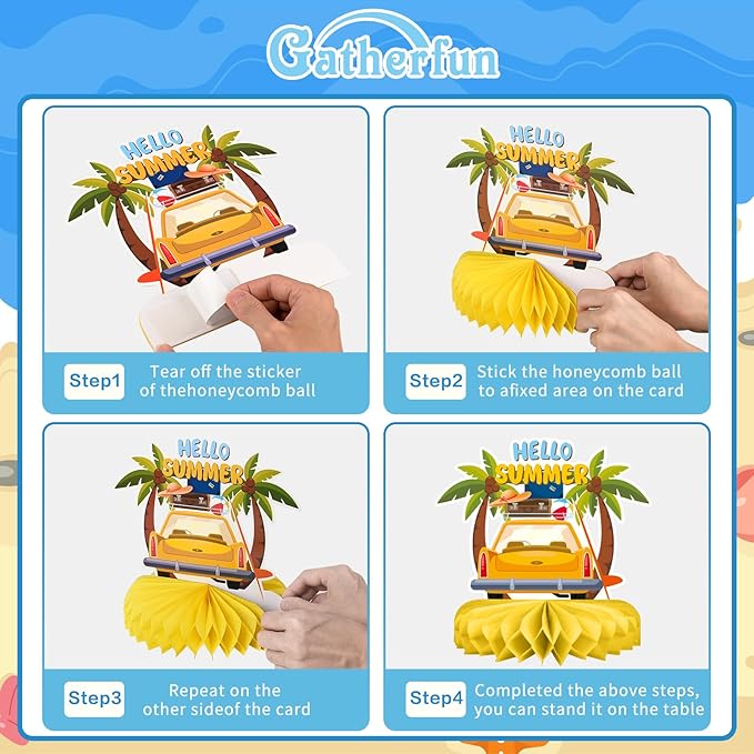 Beach Party Decorations Kit Beach Themed Honeycomb Centerpieces and