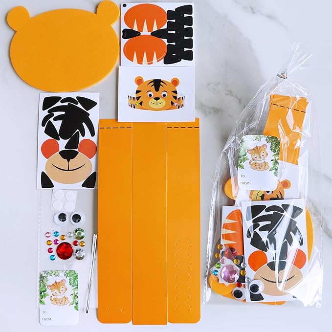 24 Sets Jungle Animal Headbands Craft Kits Safari Crown Art Sets DIY