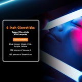 Glow Fever Glow in The Dark Sticks - 100 ct 6" Glow Sticks Bulk Party