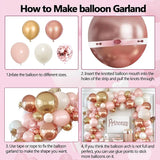 Rose Gold Pink Balloon Arch Kit, Double Stuffed Pearl White Rose Gold