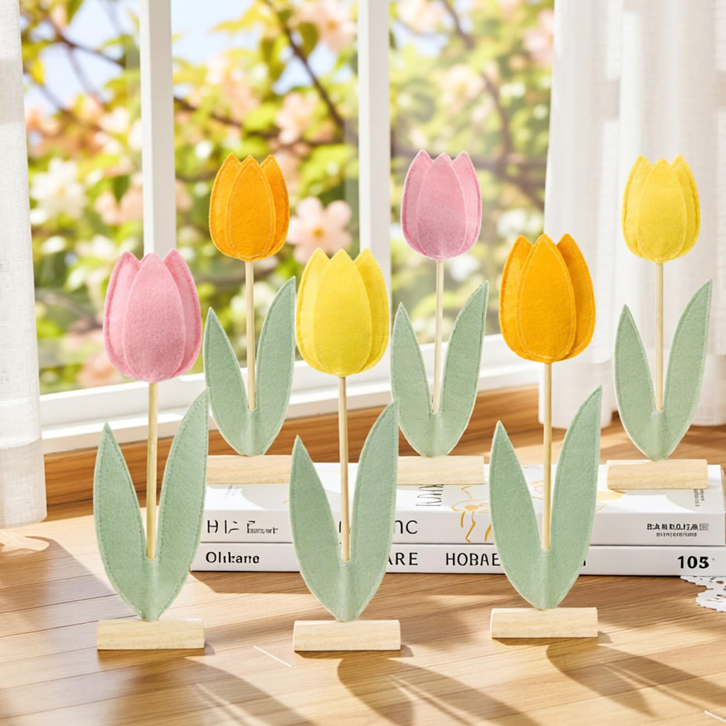 Paper Jazz 6 Pcs Tulip Centerpiece for Table Spring Felt Tulip