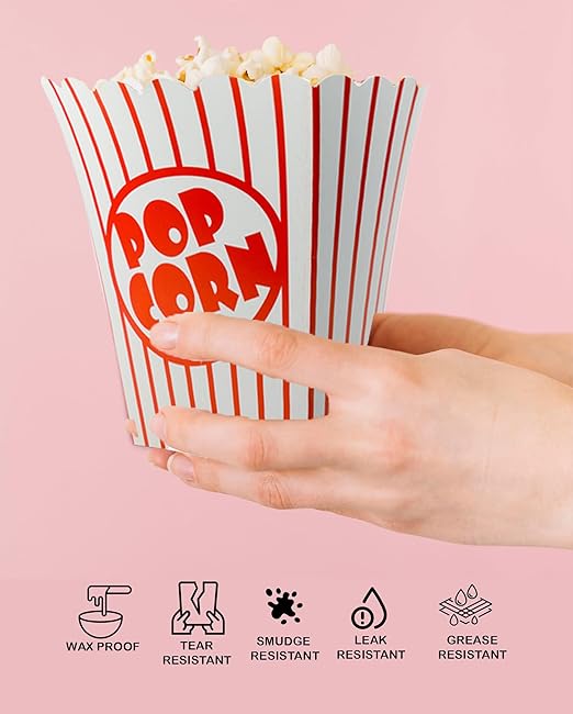 125 Pack Popcorn Boxes Movie Night Popcorn Bags for Party Red and