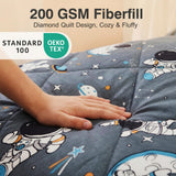 JSD Grey Astronaut Kids Comforter Set Twin Size, 2 Piece Space Theme