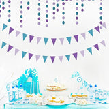 Mermaid Party Decorations Pennant Banner 2 Pack Glitter Purple Blue
