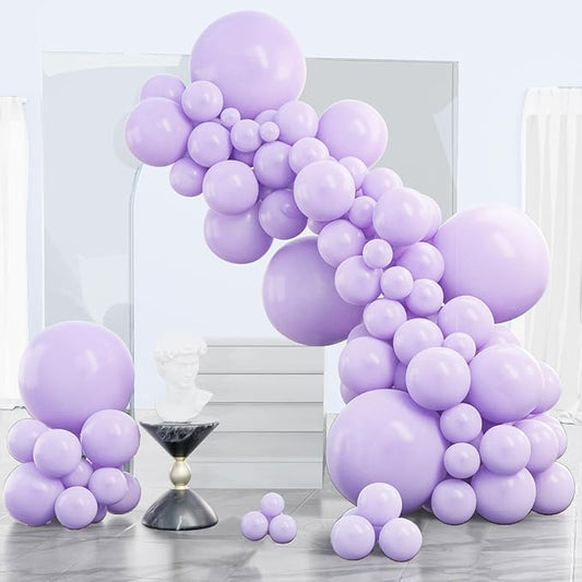 PartyWoo Lavender Balloons 140pcs Different Sizes Pack of 18 12 10 5