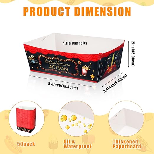 100 Pcs Movie Night Party Supplies Carnival 1.1 lb 50 Movie Paper