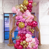 Hot Pink Cheetah Print Balloon Arch Kit 112Pcs Pink Gold Balloon