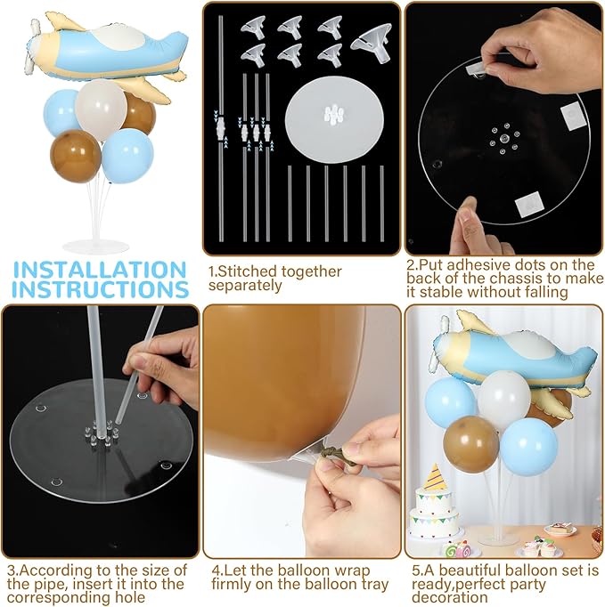 Airplane Baby Shower Birthday Party Decorations Balloons Stand Kit 2