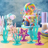 24 Pcs Mermaid Birthday Decorations Felt Table Centerpiece Under the