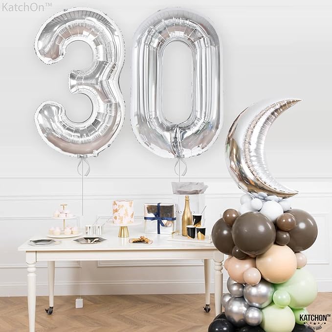 Giant, 40 Inch Silver Number 0 Balloon - Mylar 0 Number Balloon |