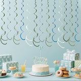 36 Pcs Sage Green Dusty Blue Hanging Swirl Decorations Blue Sage
