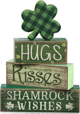 4 Pcs St Patrick's Day Table Wooden Signs Hug Shamrocks Table