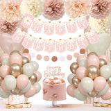 Blush Beige Birthday Decorations Party Décor for Women Boho Party