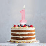 Cute Number 1 Birthday Candle, Glitter Pink Number Candles, First