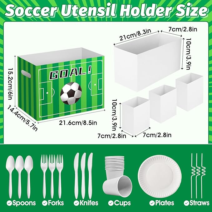 2PCS Soccer Utensil Holder Paper Utensil Caddy for Soccer Party