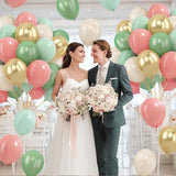 Zesliwy Sage Green Pink Gold Balloons,50Pcs 12Inch Dusty Mint Green