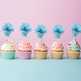 Gyufise 30Pcs Foil Firework Cupcake Toppers Sparkle Tinsel Cake #34