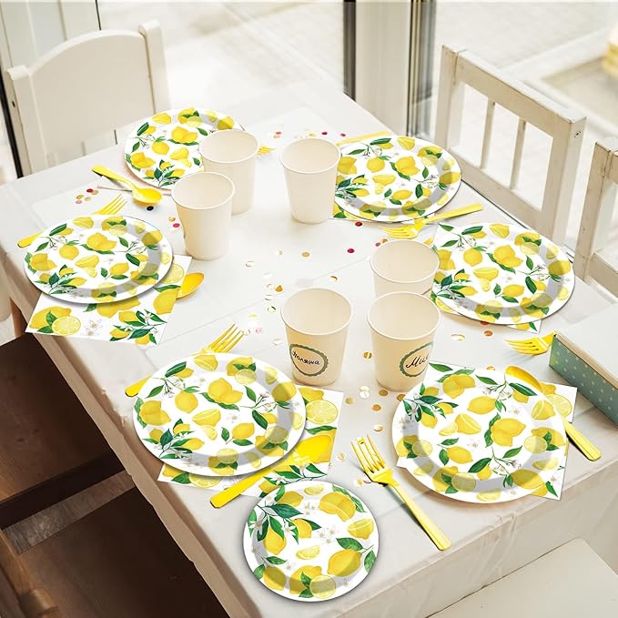 96 Pcs Lemon Party Yellow Lemons Summer Party Decoration For