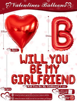 Red Will You Be My Girlfriend Balloons Set Valentines Day Balloon