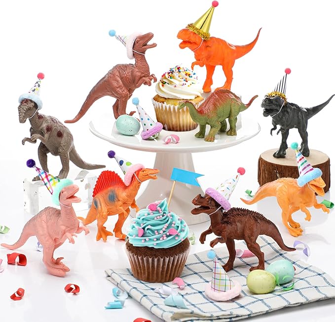 18 Pcs Dinosaur Birthday Party Decorations Animal Cake Toppers Mini