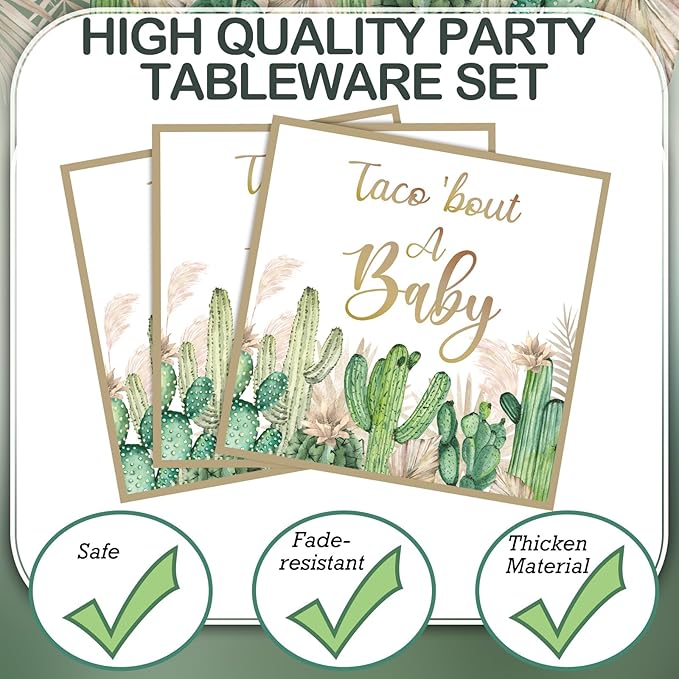 350 Pcs Taco' Bout A Baby Party Decorations Cactus Taco Pampas Grass