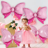 6 Pcs Pink Bow Balloons for Girls, 35 Inch Bow Foil Balloons,Bows
