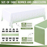 Breling 8 Pack White and Sage Green Disposable Plastic Tablecloths