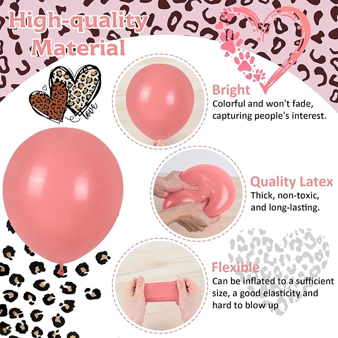 Pink and Green Balloons, Jungle Safari Balloon 12 Inch Leopard