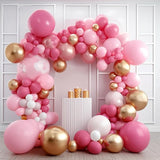 PartyWoo Pink and Gold Balloons, 140 pcs Pastel Pink and Chrome Gold