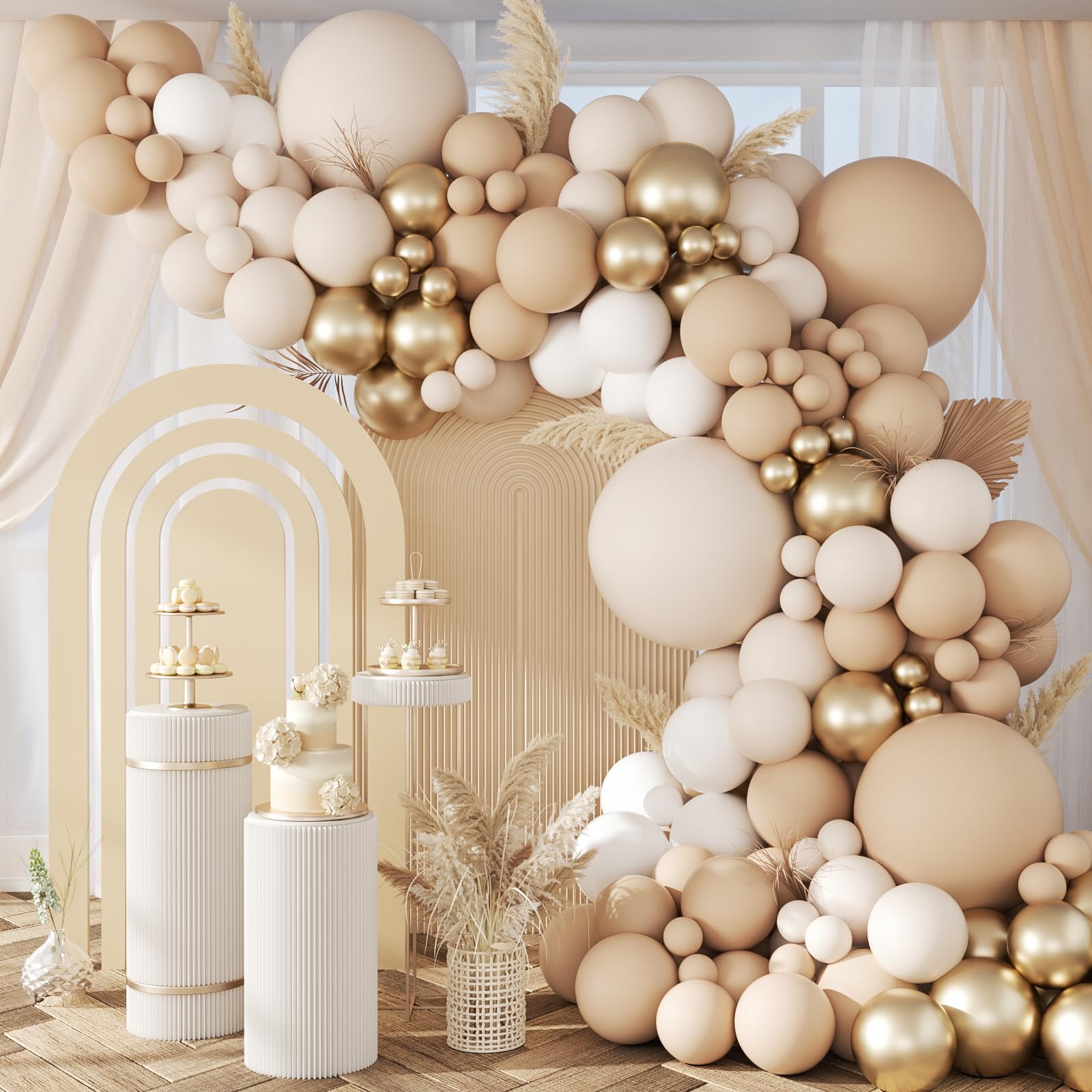 147pcs Neutral Balloon Arch Kit, Neutral Balloon Garland with Nude