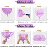 Purple Foil Heart Balloons, 12Pcs Lavender Purple Heart Shape Foil