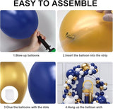 Blue and Gold Balloons Arch Garland Kit, 134pcs Navy Blue Gold White