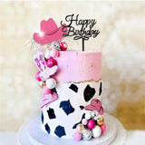 Cowgirl Cake Topper Hot Pink Cake Decoration Shiny Cowgirl Hat Disco