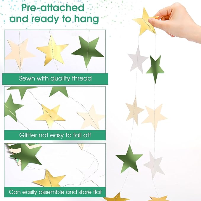 Patelai Glitter Star Garland Banner 2026 Graduation Decor 130 Feet #14