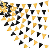 Black and Gold Party Decorations Triangle Pennant Banner Flag