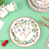 168Pcs Green and Rose Gold Party Decoration Bridal Shower Plates and